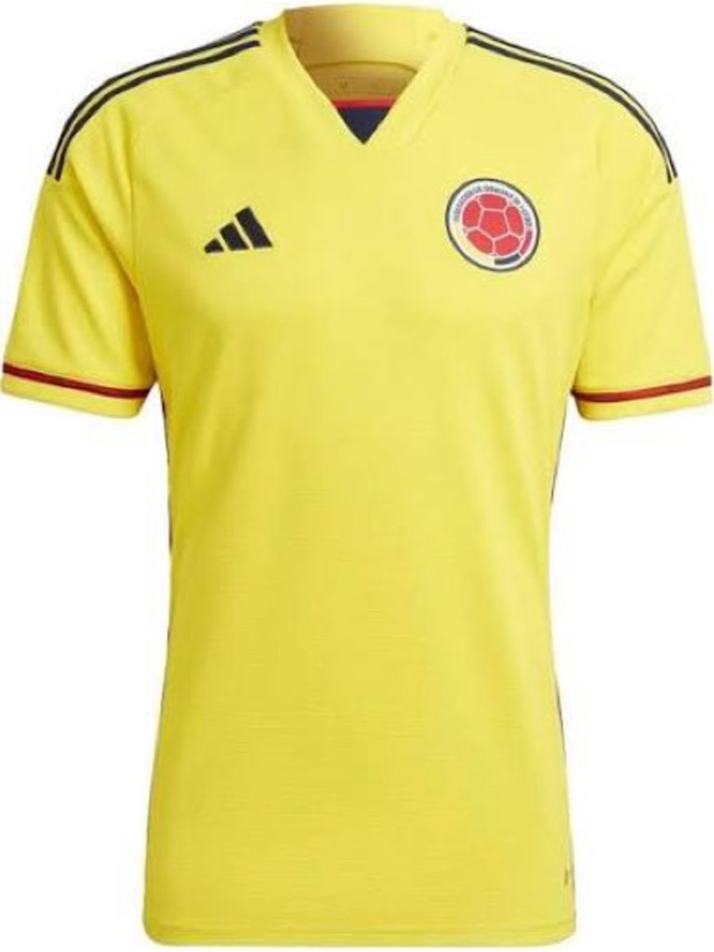 adidas Yellow Colombia Soccer Jersey with Black & Red Accents